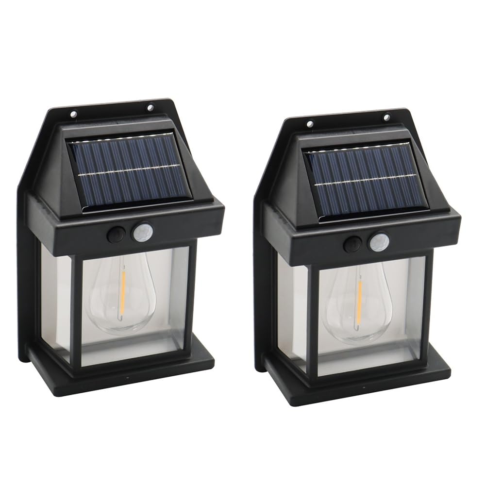 Luces Solares para Exteriores, Aplique de Pared Solar de Atardecer A Amanecer, Sensor de Movimiento, 3 Modos de Iluminación, Pared de Seguridad Solar Impermeable A