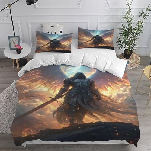 Housse de couette winged anti-plis en microfibre douce pour lit 2 personnes
