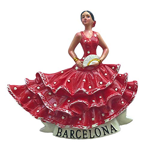 Aimant de réfrigérateur 3D Danseuse de flamenco Barcelone Espagne Autocollant de voyage Souvenirs en résine Décoration de maison et de cuisine Aimant de...