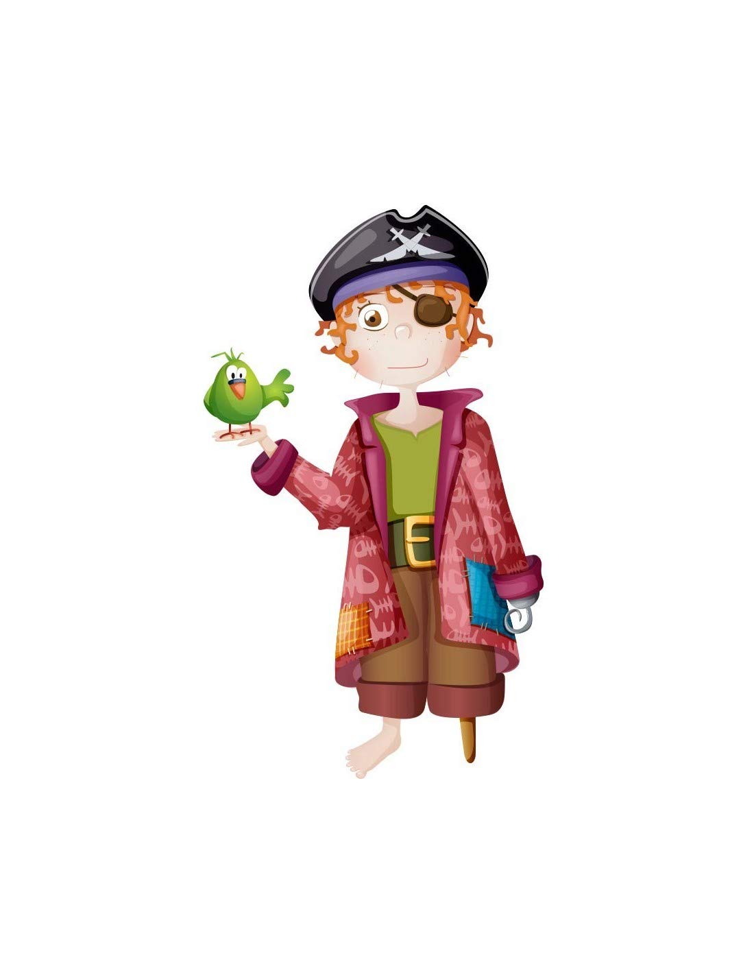 Sticker Pirate Barbe Rousse 48x78cm : decoration pirate chambre enfants et stickers muraux