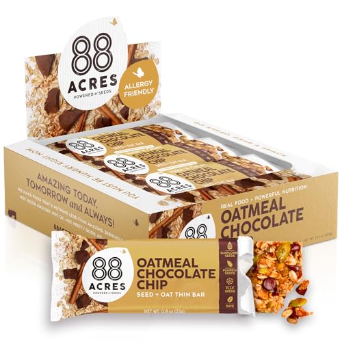 88 Acres Granola Bars | Oatmeal Chocolate Chip | Gluten Free Nut-Free Oat and Seed Granola Bar | Vegan & Always Non GMO | 12 Pack