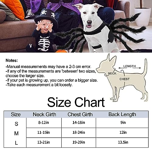 Spinnenkostüm für Haustiere, Halloween, pelzig, riesige Simulationsspinne, Bekleidung für Katzen und kleine bis mittelgroße Hunde, Halloween-Party, Verkleidung, Festival, Dekoration, Cosplay-Kostüm