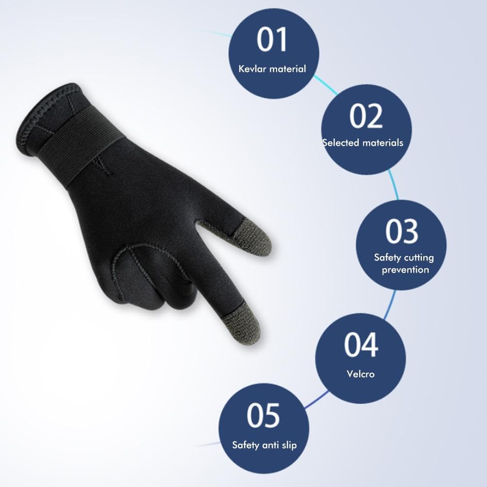 EMUKOEP 1 paire de gants de plongée sous-marine résistants aux coupures, résistants aux couteaux, anti-abrasion, antidérapants, gants thermiques pour la plongée avec tuba et la pêche