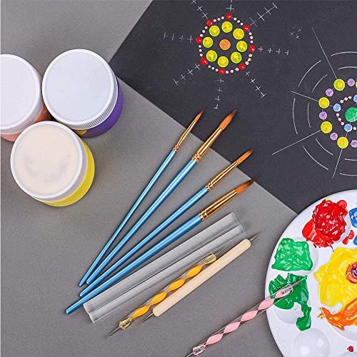 Mandala Dotting Tools Stencils Set, ORANDESIGNE 36 PCS Mandala Rocks Painting Pens Trays Brushes Stencil Templates for Clay Carving Nail Art Drawing and Drafting - Thumbnail 3