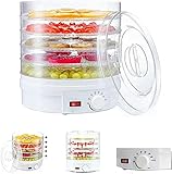Lfhelper Food Dehydrator Machine, 5 Stackable Transparent Trays Electric Dehydrators, Electric Food Drying Machine with Adjustable Thermostat for Beef&Jerky&Meat&Fruit&Vegetable&Treats& Herbs & More