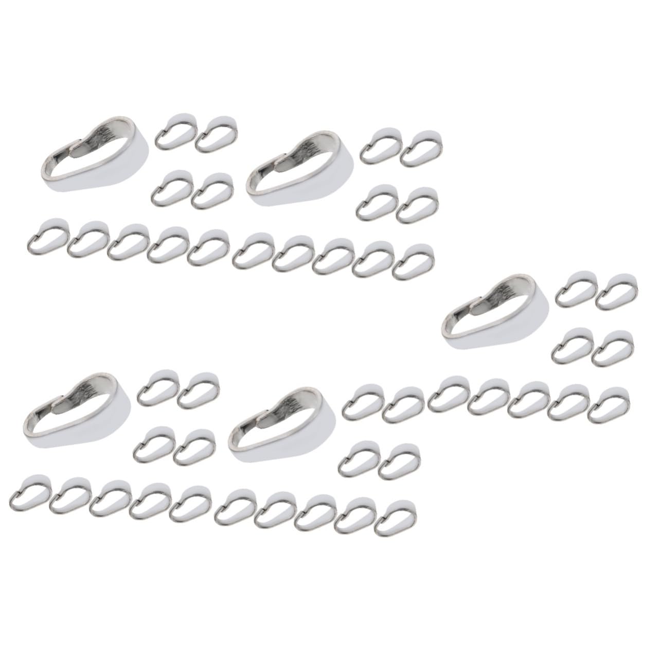 SHINEOFI 5 Set Fibbia Pendente Circlip Ciondoli Per La Creazione Di Gioielli Fascino Anelli Di Salto Kit Catene Catena Ciondolo Collana Anelli Triangolari Collane Silver Argento 10 Pezzi*5