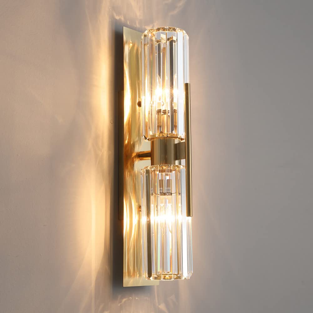 SXSCARKX Crystal Wall Sconce Gold Metal Mount Light Postmodern Lamp, Bedroom Bedside Living Room Home Decor Sconce, E14 Headboard Lighting Fixture Indoor Lamps (Color :, Size 43cm