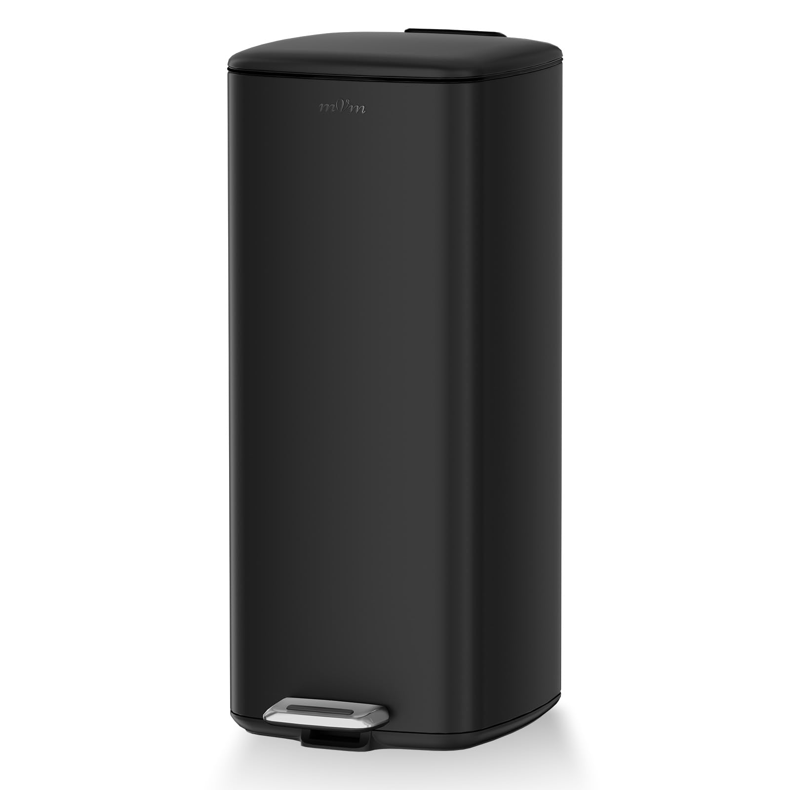 mVm 30L Kitchen Bin,Stainless Steel Pedal Bin,Trash Can with Inner Bucket,Soft-Close Lid,Stays Open,Rubbish Bin for Home,Office