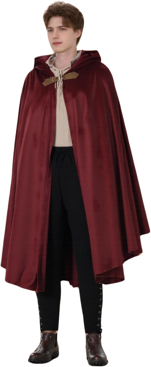 Colorful House Adult Renaissance Cloak Gothic Witch Cape with Hooded Medieval Halloween Capes - Image 4
