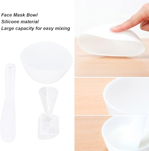 Miniatura 3 de ZJchao Juego de tazones para mezclar mascarillas faciales, juego de tazones de máscara facial, tazones para mezclar, kit de espátula, cuchara