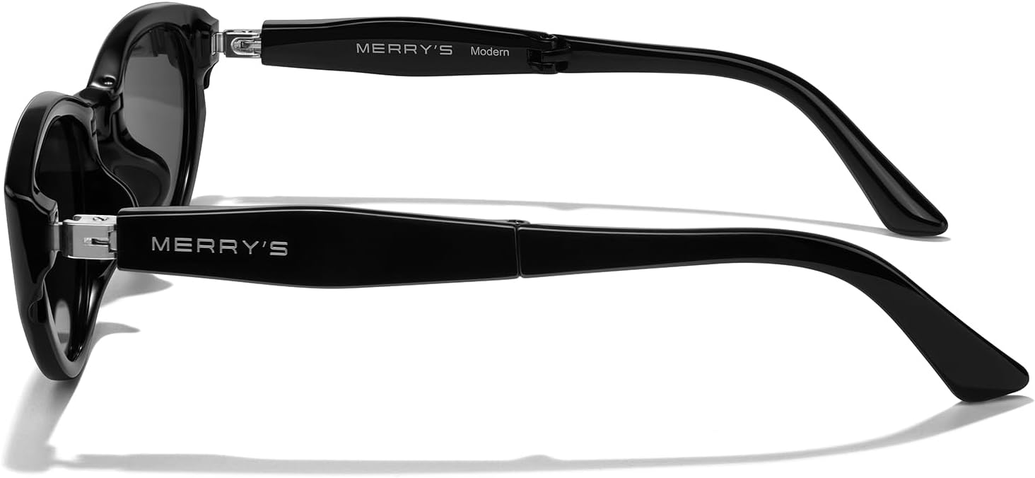 MERRY'S Folding Sunglasses Retro Vintage Narrow Cat Eye Sunglasses for Women Men with Case S6189 - Image 3