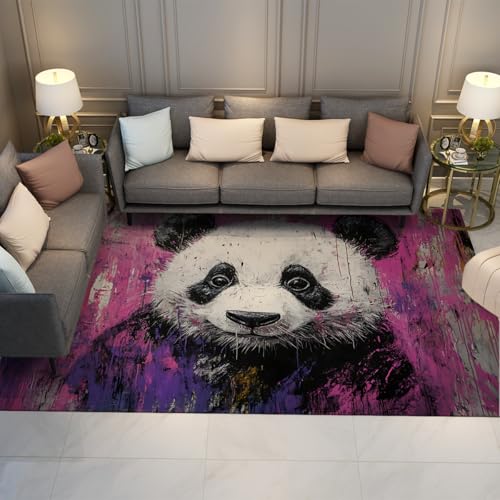 Tapis Panda Lavable et Antidérapant Violet pour Cuisine et Salon