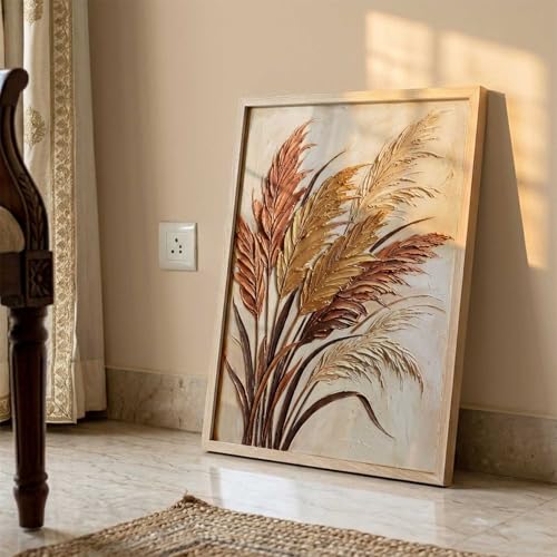 Image of kotart Abstract Floral Art WALL Framed Painting | Big Aesthetic Flowers leaves WALL Framed Paintings for Living Room Bedroom Wall Decor (13x17 inch)