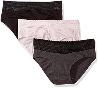 Warner's Women's Blissful Benefits No Muffin Top 3 Pack Hipster Panties, Black/Pale Pink/Dark
