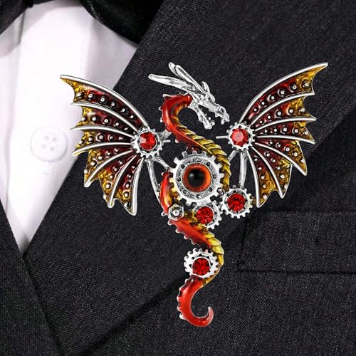 Image of WAKYME Dragon Brooch for Men Suit Lapel Enamel Pins for Suits Fashion Accessories Shirt Clip