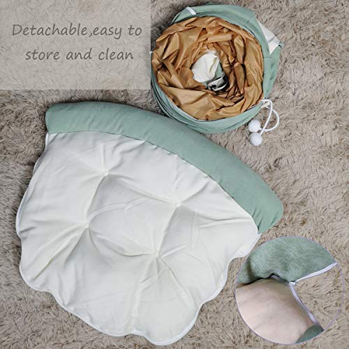 Image of LEFTSTARER 2-in-1 Collapsible Cat Tunnel for Indoor Bed and Hideout - Pet Dog Rabbit Bunny Ferret Tunnel Tubes Toys with Removable Washable Mat, Tower Wheel Stuff