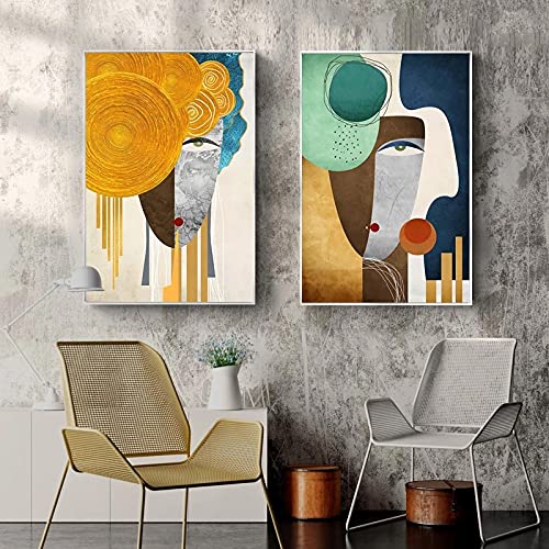 Toile abstraite géométrique 40x60cm lot de 2 affiches visages modernes sans cadre pour salon