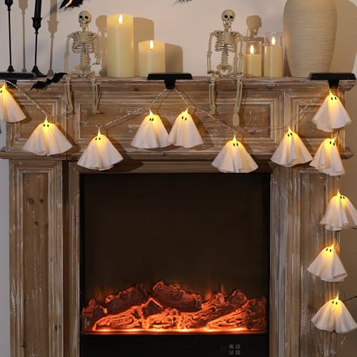 Halloween Decoration-Light Up Ghost Garland-Handmade LED Ghost String Lights Banner for Home Party Fireplace Mantle Windows Decor - Image 7