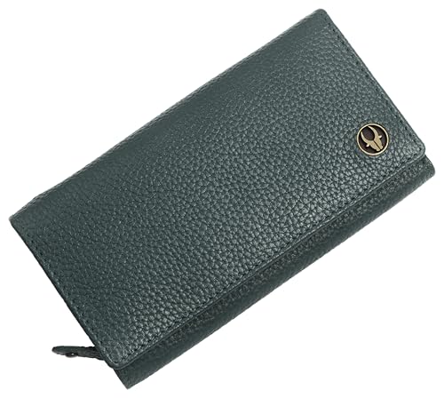 WildHorn Women’s Genuine Leather RFID Blocking Wallet | Tri-Fold High-Capacity Ladies Purse with Card Slots, Zipper Coin Pocket & Snap Closure | Ideal Gift for Women