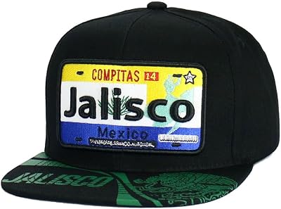 Mexican Hat Mexico States Auto License Plate Style Snapback Flat Bill Cotton Baseball Cap (Jalisco)