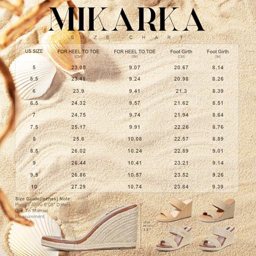 Image of mikarka Slip On Wedge Sandals for Women Open Toe Espadrilles Platform Slides Dressy High Heel Beach Summer Sandal Comfortable Wedges Shoe Mules