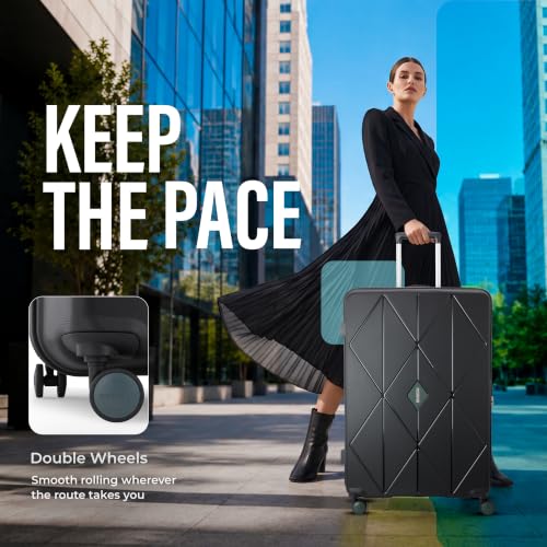 Image of American Tourister Qubiz | Check-in Trolley Bag (80 cm) | 360 8 Wheel Travel Luggage | Hard Case Polypropylene Suitcase | Recessed Combination Lock | Black /Dark Olive