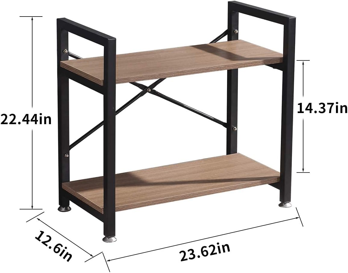 New Product MORITIA Industrial Style Bookcases Furniture, Small Bookshelf Storage Rack Shelf for Bedroom and Living Room, Multi-Functional Shelf Units for Collection (2 Tier)