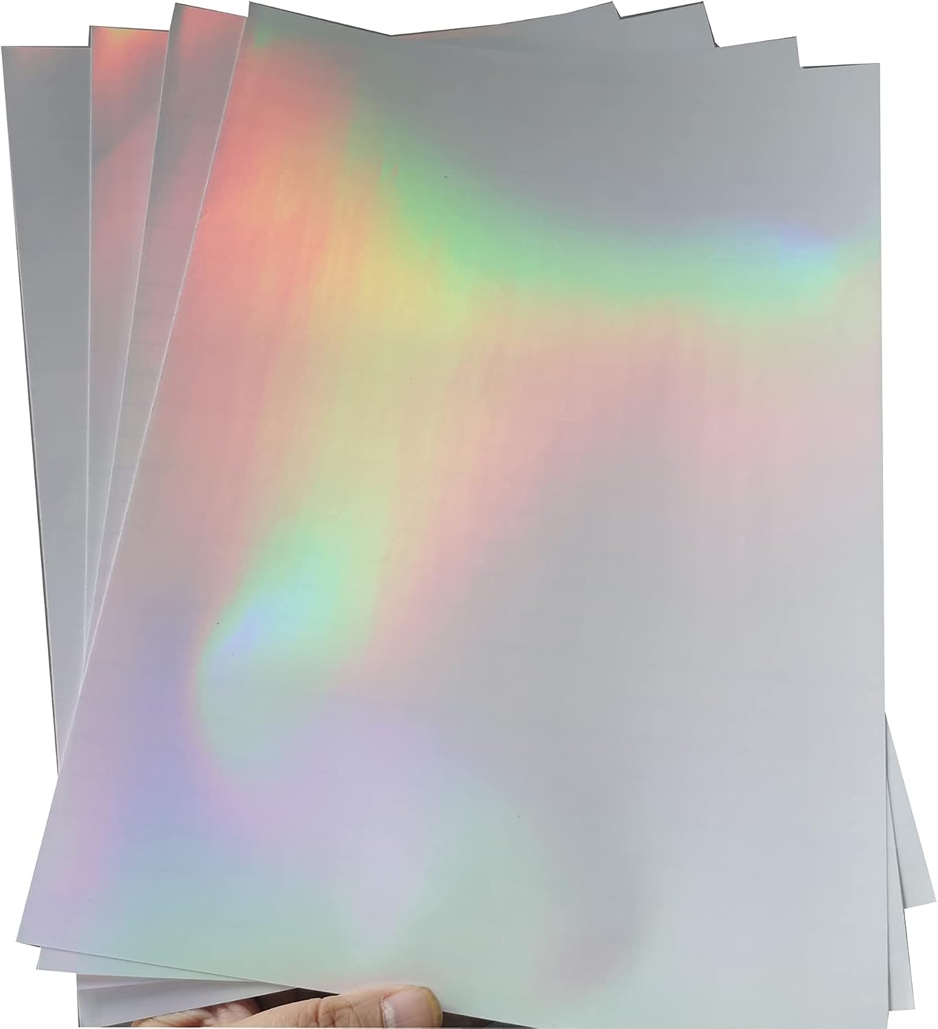 20 Sheets Clear Holographic Sticker Paper A4 Size Rainbow Laminating Film Holographic Self-Adhesive Laminted Film