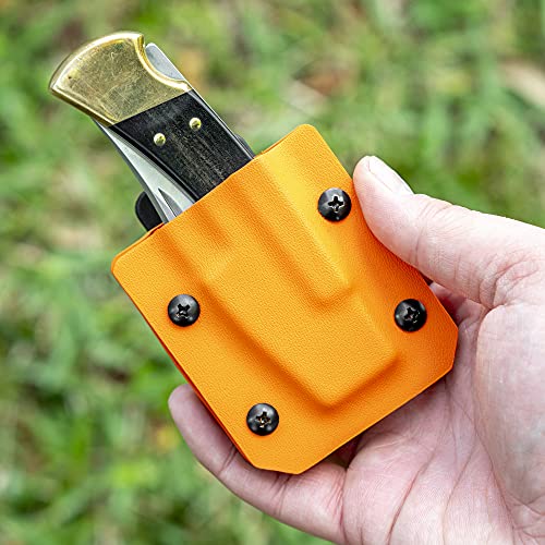 Clip & Carry Kydex Sheath For The Buck 110 & Buck 112 Folding Pocket Knife ~ Usa Veteran Made (Knife Not Included) | Click Retention | Adjustable Cant | Belt Holster Case (Orange) #TOP4