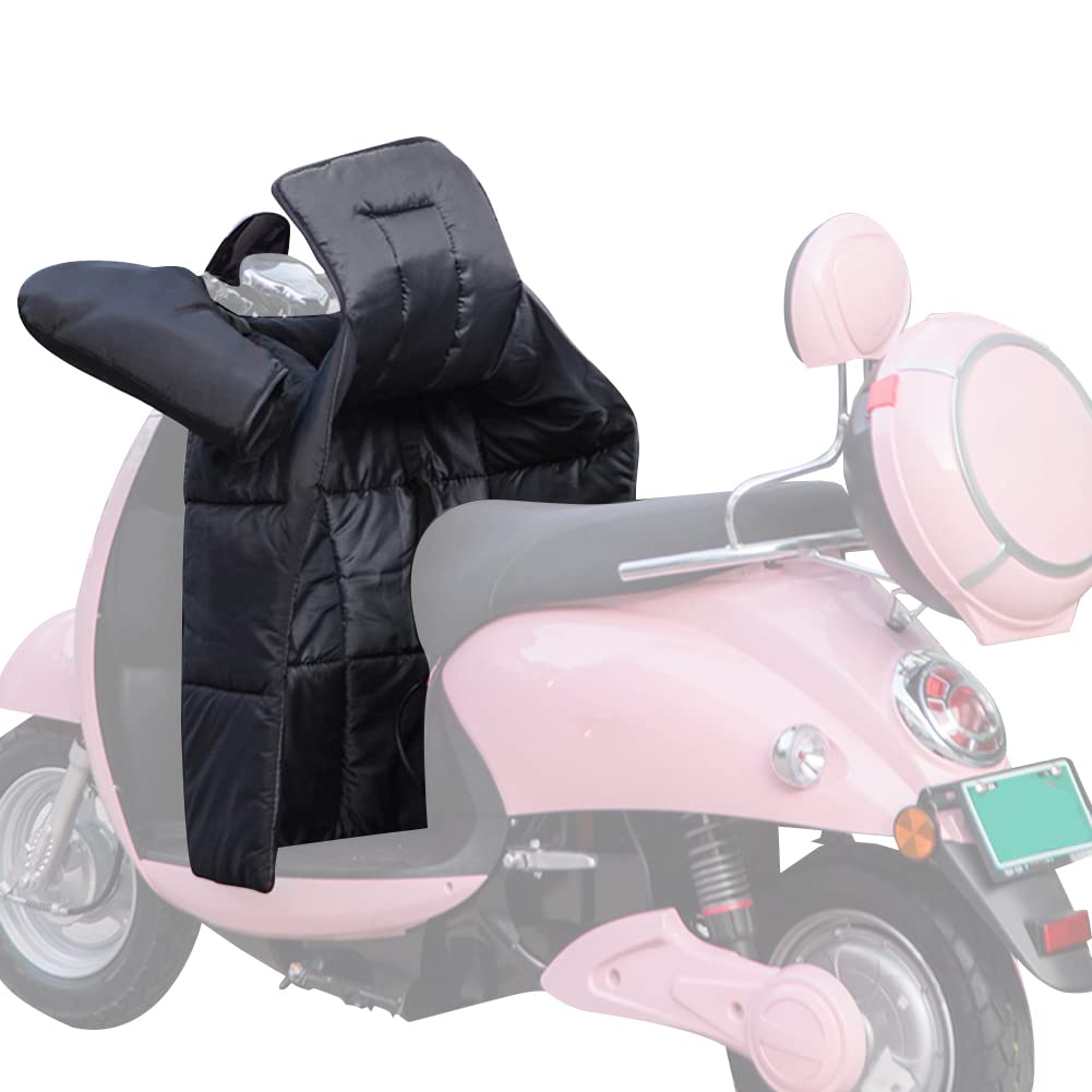 Générique Tablier Scooter, Couvre Jambe Scooter Gants de Guidon Roues Pare-Brise Moto Hiver Wiver Hiver Chaud Scooter Couverture la Jambe Scooter du Genou for Tablier véhicule électrique(Black)
