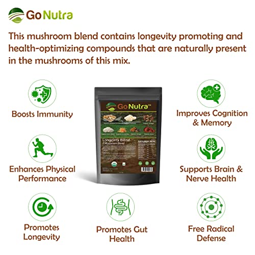 Go Nutra - Organic 7 Mushroom Supplement, Longevity Mushroom Powder with Lion’s Mane, Chaga, Shiitake, Maitake, Reishi, Tremella, and Cordyceps Mushroom, Non-GMO, Gluten-Free, Vegan, 4 oz - Image 3