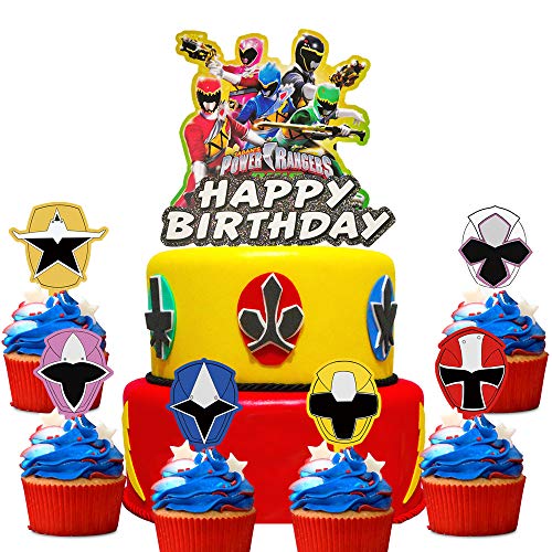 Decorations for Power Rangers Cake Topper Cupcake Toppers Set Birthday Party Supplies Decor, 26 counts
