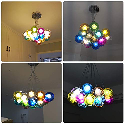 Candelabro de globo de vidrio esférico con 3 luces G4 de colores para techo 4