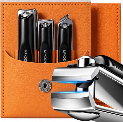 Upgraded 20% Ultra Sharper All-in-One Fingernail and Toenail Clippers 15% Thicker Sturdy DE-420J2 Stainless Steel Great Gifts Nail Clippers for Seniors Toe Nail Clippers Case (3-in-1 Black)