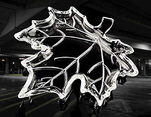 Image of CRIYALE Crystal Glass Fruit Plate Leaf Shape Glass Plate Bowl Dish Maple Leaf Shape Serving Tray Large Transparent Home Decoration Living Room- Pack of 1, 300 ml