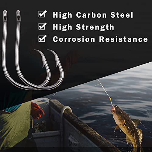 Inline Circle Hooks Saltwater, 100Pcs Saltwater Fishing Hooks High Carbon Steel Fish Hook Straight Eye Octopus Hook For Catfish #TOP5