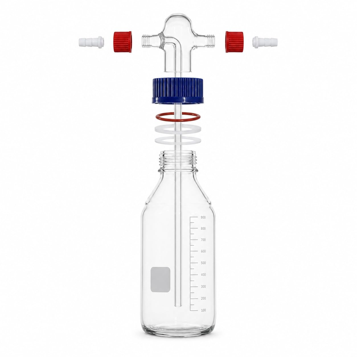 Bottiglia Lavaggio Gas in Vetro GL45 Trappola Tampone Vuoto-PP 250ml