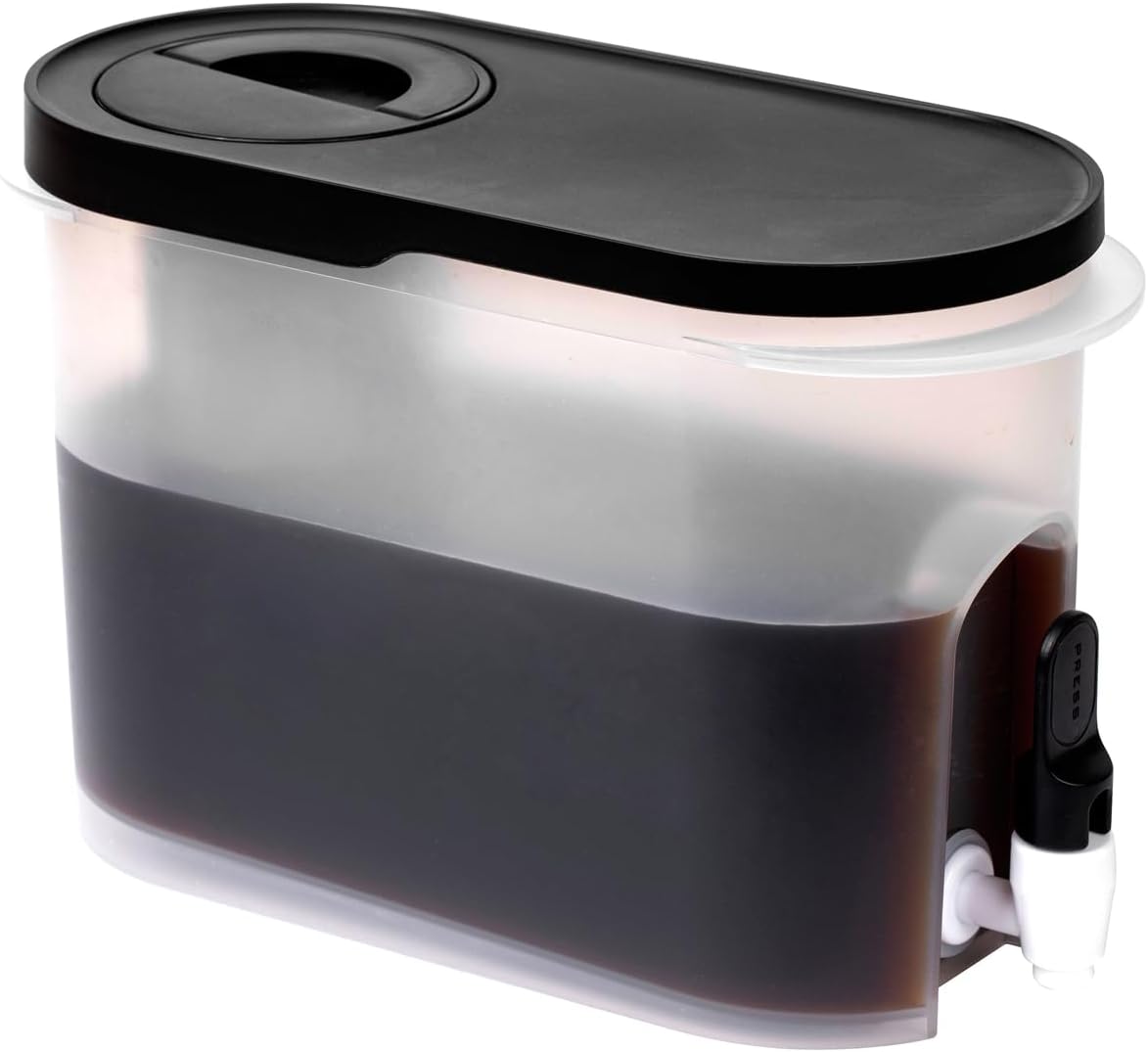 JILLMO Cold Brew Coffee Maker, 3/4 Gallon Iced Coffee Pitcher with Steel Mesh Filter and Spigot, Black