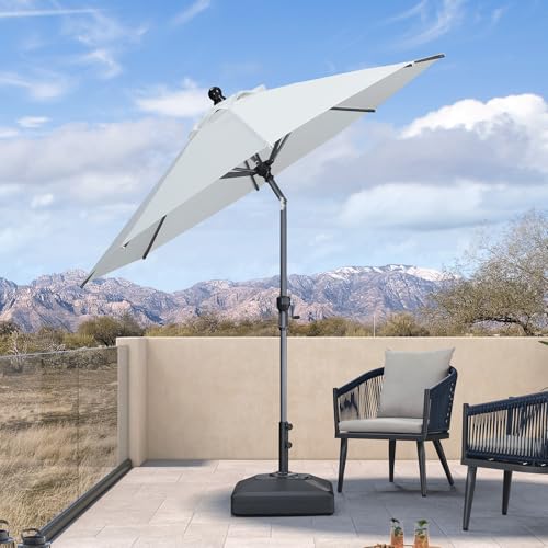 Image of PURPLE LEAF Patio Market Umbrella 8' Round Dual Tilt White 8 Metal Ribs