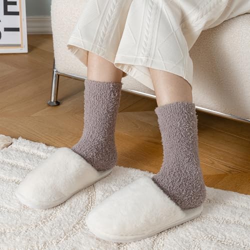 Fuzzy Socks for Women, Winter Slipper Socks for Women 5 Pairs Business | Warm Fuzzy Socks Cozy Sock for Women Perfect for Winter Holiday House Indoor‑Outdoor Use - image 2