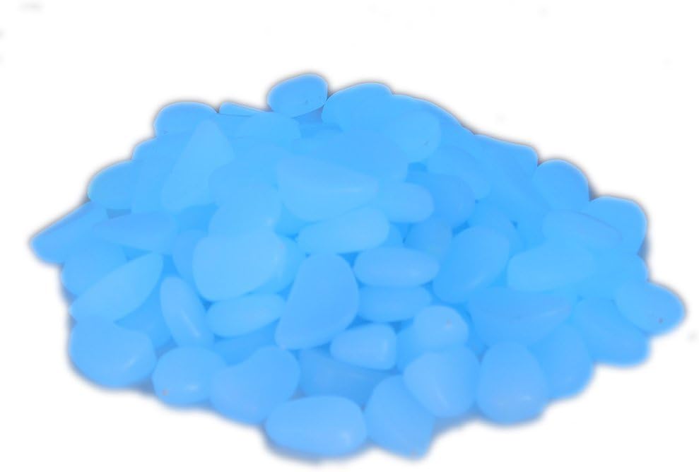 Noctilucent Pebbles Stones NANSI 100 Pcs Luminous Cobblestones Pebbles Stones Glow in the Dark for Aquarium Fish Tank Gravel Decorations,Fantastic Garden or Yard (blue)