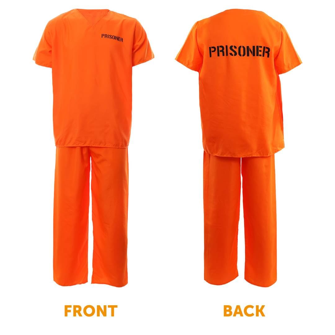 Judge & Gefangener Duo Kostüm Set – Schwarz & Rot Robe, Perücke, Hammer Orange Häftling Scrub Anzug & Metall Handschellen – Erwachsene Paare Legal Verkleidung Outfits
