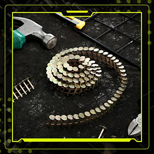 3600 Count Coil Roofing Nails 3/4-Inch X 0.12-Inch 15 Degree Round Head Wire Collated Electro Galvanized Stainless Steel Siding Nails With Smooth Ring Shank For Roof Lathing And Sheathing Material #TOP6