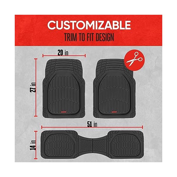 Motor Trend FlexTough Floor Mats for Cars, Black Deep Dish All-Weather Car Mats, Waterproof Trim-To Fit Automotive Floor Mats for Cars Trucks SUV, Universal Floor Liner Car Accessories - Image 7