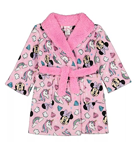 Disney Boys Girls' Mickey Mouse Minnie Mouse Hooded Robe (Minnie Mouse, 4t/5t)