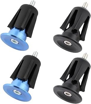 2 Pair Bike Handlebar Bar End Plugs, Aluminum Alloy Expanding Adjustable Caps Handlebar End Plugs, for Most Bicycles Road Bike Mountain, Waterproof DustproofBlue, Black