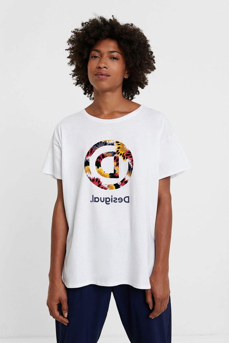 T-shirt Desigual oversize blanc anti-transpiration coupe fluide
