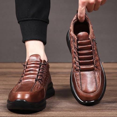 COSIDRAM Men's Casual Shoes Stylish Embossed Crocodile Print Sneakers Soft Walking Loafers 6