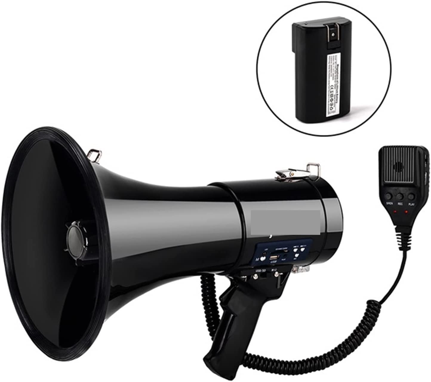 Mégaphone en plastique professionnel 25 W-50 W Distance 600 m avec sirène intégrée Bullhorn haut-parleur clair