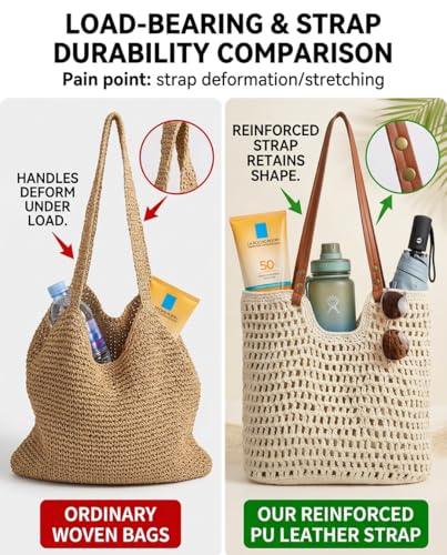 Bolso tejido tipo tote para mujer con cremallera y forro miniatura 4